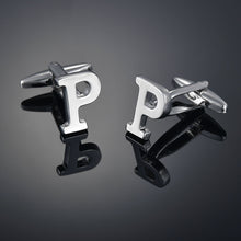 Load image into Gallery viewer, Men's French Shirt Cuff Links Male Cuff Links for Men Gift for Men 26 Letters A-Z High Quality Brass Silver Color Cufflinks