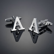 Load image into Gallery viewer, Men's French Shirt Cuff Links Male Cuff Links for Men Gift for Men 26 Letters A-Z High Quality Brass Silver Color Cufflinks