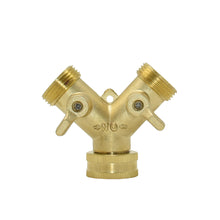 Load image into Gallery viewer, Brass Female 3/4" to 2-way Tap 5/8" Nipple Water Splitter 3/4" Male Y Garden Tap Quick Connector Irrigation Valve 1pcs