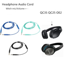 Load image into Gallery viewer, Mic Cable Headphone Cord For BOSE QC35 QC25 OE2 Soundtrue Soundlink Headset 3.5 to 2.5 Pairs of Recording Cables 140cm