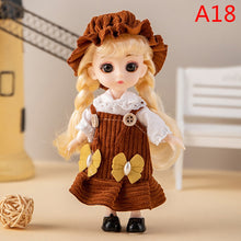 Load image into Gallery viewer, Mini 16cm BJd Doll 13 Movable Joint Girl Doll 3D Big Eyes 1/12 Fashion Princess Doll DIY Dress Up Toy Doll With Clothes Gift