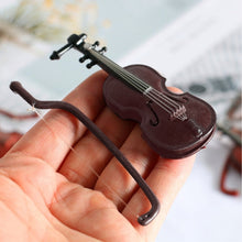 Load image into Gallery viewer, Mini Violins Ornament Miniature Violins Model with Stand Case Dollhouse for Home Office Desktop Decoration