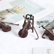 Load image into Gallery viewer, Mini Violins Ornament Miniature Violins Model with Stand Case Dollhouse for Home Office Desktop Decoration