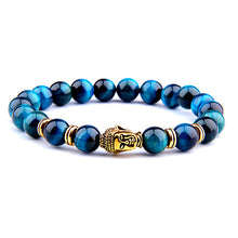 Load image into Gallery viewer, Fashion Natural AAA Royal Blue Tiger Eye Stone Beads Bracelet Men Buddha Charm Bracelets Stretch Pulsera Women Jewelry