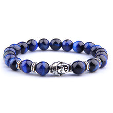Load image into Gallery viewer, Fashion Natural AAA Royal Blue Tiger Eye Stone Beads Bracelet Men Buddha Charm Bracelets Stretch Pulsera Women Jewelry