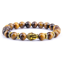 Load image into Gallery viewer, Fashion Natural AAA Royal Blue Tiger Eye Stone Beads Bracelet Men Buddha Charm Bracelets Stretch Pulsera Women Jewelry