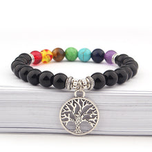 Load image into Gallery viewer, Natural stone 7 chakra energy Buddha bead bracelet tiger eye stone Lapis Beaded tree of Life Pendant colorful Bracelet For Women