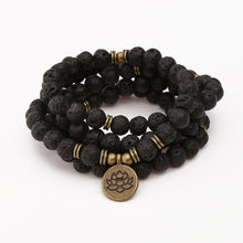 Load image into Gallery viewer, Fashion Women`s Bracelet Matte Frosted Amazonite Beads with Lotus OM Buddha Charm Yoga Bracelet 108 Mala Necklace Dropshipping