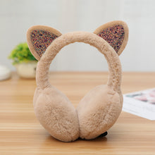 Load image into Gallery viewer, Lovely Women Girl Fur Winter Ear Warmer Earmuffs Cat Ear Muffs Earcap Glitter Sequin Earmuffs Headband Soft Fluffy Earcap
