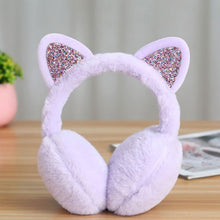 Load image into Gallery viewer, Lovely Women Girl Fur Winter Ear Warmer Earmuffs Cat Ear Muffs Earcap Glitter Sequin Earmuffs Headband Soft Fluffy Earcap