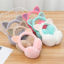 Load image into Gallery viewer, Lovely Women Girl Fur Winter Ear Warmer Earmuffs Cat Ear Muffs Earcap Glitter Sequin Earmuffs Headband Soft Fluffy Earcap