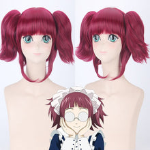 Load image into Gallery viewer, Morematch Black Butler Mey Rin Burgundy Synthetic Hair For Female'S Party Cosplay Full Wigs With Chip Ponytails Halloween Wig