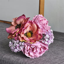 Load image into Gallery viewer, 5pcs Peony bouquet anemone wedding bridal bouquet silk artificial flowers DIY scrapbook flores artificiales room decor
