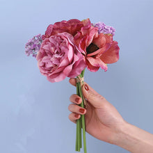 Load image into Gallery viewer, 5pcs Peony bouquet anemone wedding bridal bouquet silk artificial flowers DIY scrapbook flores artificiales room decor