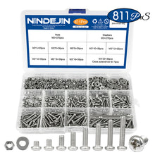 Load image into Gallery viewer, Screws 541/721pcs Cross Recessed Round Head M3 M4 M5 Screw Set Nut Washer Stainless Steel Phillips Machine Screw Assorted Kit
