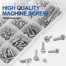 Load image into Gallery viewer, Screws 541/721pcs Cross Recessed Round Head M3 M4 M5 Screw Set Nut Washer Stainless Steel Phillips Machine Screw Assorted Kit