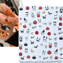 Load image into Gallery viewer, Nail Art Stickers Accessoires Halloween Nails Art Manicure Terug Lijm Decal Decoraties Stickers Voor Nagels Tips Beauty Sticker
