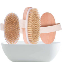 Load image into Gallery viewer, Natural Boar Bristles Dry Body Brush Wooden Oval Shower Bath Brushes Exfoliating Massage Cellulite Treatment Blood Circulation