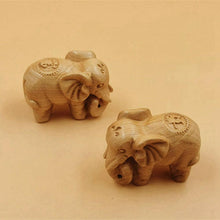 Load image into Gallery viewer, Natural Thuja Wood Elephant Figurines Craft Carved Natural Wooden Mini Animals Antique Decoration
