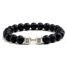 Load image into Gallery viewer, Natural Black Volcanic Lava Stone Dumbbell Bracelet black Matte Beads Bracelets For Women Men Fitness Barbell Jewelry Pulseras