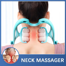 Load image into Gallery viewer, Neck Massager Therapy Neck and Shoulder Dual Trigger Point Roller Self-Massage Tool Relieve Hand Pressure Deep Pressure Massage
