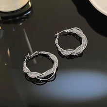 Load image into Gallery viewer, Simple Fashion Trend Round Black Rhinestone Hoop Earrings Geometric Earrings Women Elegant Exquisite Jewelry Gifts Wholesale