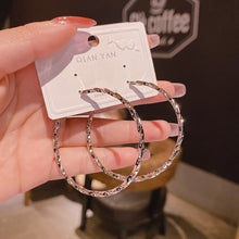 Load image into Gallery viewer, Simple Fashion Trend Round Black Rhinestone Hoop Earrings Geometric Earrings Women Elegant Exquisite Jewelry Gifts Wholesale