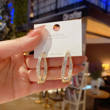Load image into Gallery viewer, Simple Fashion Trend Round Black Rhinestone Hoop Earrings Geometric Earrings Women Elegant Exquisite Jewelry Gifts Wholesale