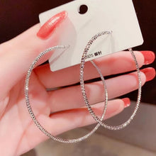 Load image into Gallery viewer, Simple Fashion Trend Round Black Rhinestone Hoop Earrings Geometric Earrings Women Elegant Exquisite Jewelry Gifts Wholesale