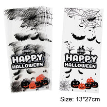 Load image into Gallery viewer, 50PCS Halloween Candy Bags Bat/Pumpkin Cartoon Cookies Bag Transprant Plastic Bag Gift Packaging For Party Supplies