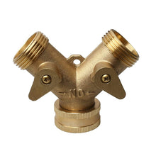 Load image into Gallery viewer, Brass Manifold 3/4" Tap Splitter Brass Manifold Double-Way Washing Machine Hose Connector Y-Type Water Separator