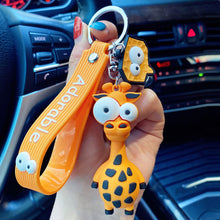 Load image into Gallery viewer, Cartoon Key Chain PVC Zebra Giraffe Funny Toy Keychain Car Key Ring Birthday Gifts For Children