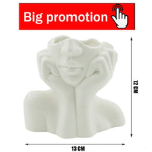 Load image into Gallery viewer, Nordic Style Flower Vase Women Body Half Face Flower Pot Vase Ceramic Art Crafts Bedroom Living Room Desktop Decoration