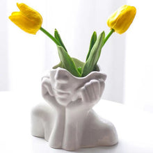 Load image into Gallery viewer, Nordic Style Flower Vase Women Body Half Face Flower Pot Vase Ceramic Art Crafts Bedroom Living Room Desktop Decoration