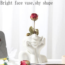 Load image into Gallery viewer, Nordic Style Flower Vase Women Body Half Face Flower Pot Vase Ceramic Art Crafts Bedroom Living Room Desktop Decoration