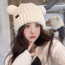 Load image into Gallery viewer, Cat Ears Knitted Hat Women's Autumn and Winter Warm Thickened Earflaps Cute Japanese Style Face-Showing Primary School Student Wool Hat