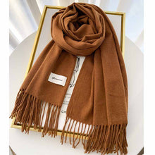 Load image into Gallery viewer, 2023autumn and Winter Cashmere Scarf Texture Solid Color Tassel Warm Long Wrap All-Matching Thickened Couple Scarf