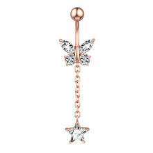 Load image into Gallery viewer, Chain Pentagram Zircon Belly Ring Navel Stud Piercing Jewelry
