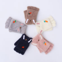 Load image into Gallery viewer, Plush Half Finger Flip Radish Winter Gloves Female Writing and Playing Mobile Phone Cute Warm Gloves