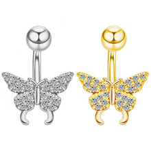 Load image into Gallery viewer, Piercing Jewelry Butterfly Inlaid Zircon Belly Ring Insect Navel Stud