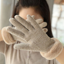 Load image into Gallery viewer, Cashmere Wool Gloves for Women Winter Cute Riding Warm Velvet Padded Thickened Touch Screen Cold-Proof Skiing