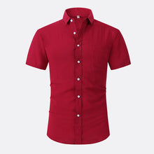 Load image into Gallery viewer, Solid Color Business Imitation Linen Cotton Solid Color Men's Short Sleeve