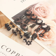 Load image into Gallery viewer, Zircon Stud Earrings round Cake Barbell Earrings Men's Personality Set Combination