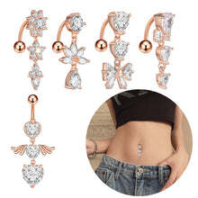 Load image into Gallery viewer, Collapsable Pole Zircon Navel Ring Navel Stud Piercing Jewelry
