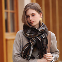Load image into Gallery viewer, Artificial Cashmere Scarf 2023 Winter Tassel Plaid Shawl Scarf Female Mid-Length Thickening Warm Scarf