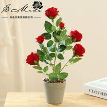Load image into Gallery viewer, Artificial Six-Head Rose Bonsai Artificial Flower Creative Artificial Fashion Home Decorations