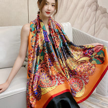 Load image into Gallery viewer, Spring and Summer New Silk Scarf Gift Silk Imitation Silk Women's Printed Imitation Mulberry Silk Beach Towel Shawl Scarf