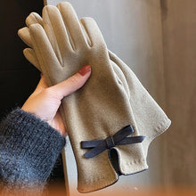Load image into Gallery viewer, Winter Women's Korean-Style Cute Bow Fleece-Lined Thickened Autumn Riding Electric Car Cold-Proof Warm Touch Screen Gloves