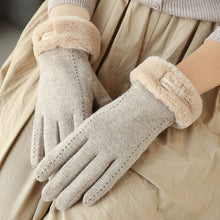 Load image into Gallery viewer, Cashmere Wool Gloves for Women Winter Cute Riding Warm Velvet Padded Thickened Touch Screen Cold-Proof Skiing