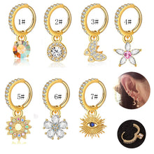 Load image into Gallery viewer, Stone Pattern Eye Pendant Half Circle Rhinestone Earrings Ear Bone Stud Ear Ring Pendant